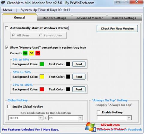 Ekrano kopija CleanMem Windows 7