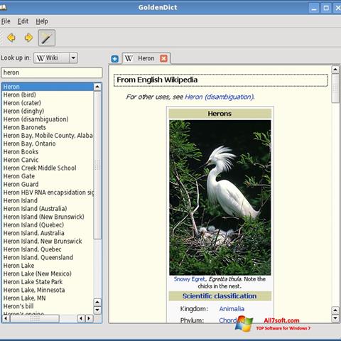 Ekrano kopija GoldenDict Windows 7