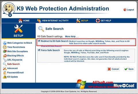 Ekrano kopija K9 Web Protection Windows 7