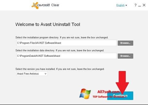 Ekrano kopija Avast Uninstall Utility Windows 7
