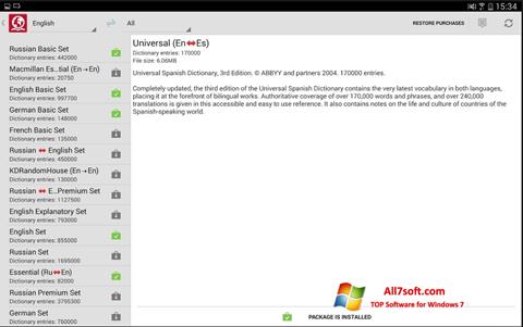 Ekrano kopija ABBYY Lingvo Windows 7