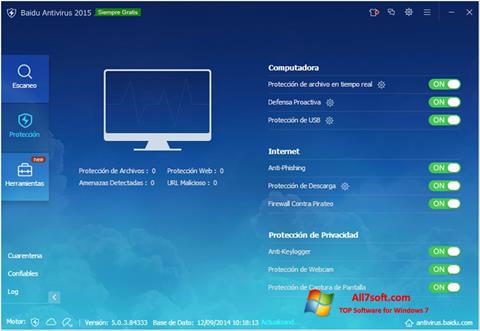 Ekrano kopija Baidu Antivirus Windows 7