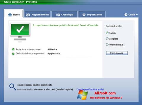 Ekrano kopija Microsoft Security Essentials Windows 7
