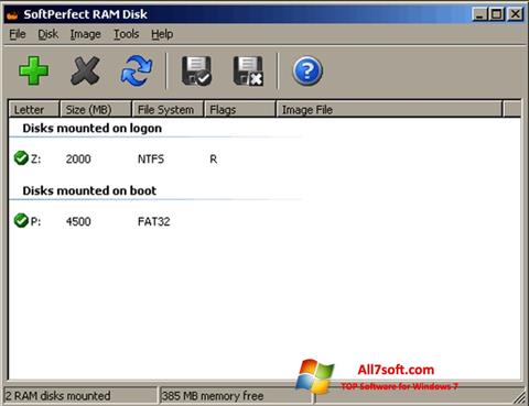 Ekrano kopija SoftPerfect RAM Disk Windows 7