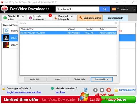 Ekrano kopija Fast Video Downloader Windows 7