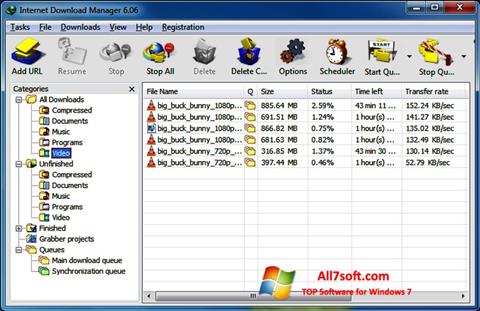 Ekrano kopija Internet Download Manager Windows 7