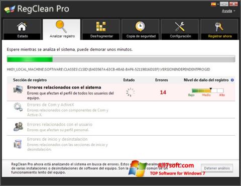 Ekrano kopija RegClean Pro Windows 7