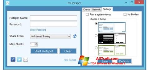 Ekrano kopija mHotspot Windows 7