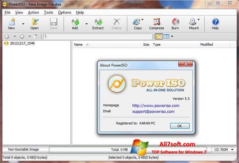 Ekrano kopija PowerISO Windows 7