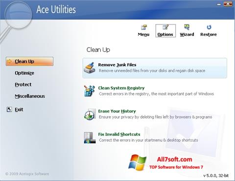 Ekrano kopija Ace Utilities Windows 7