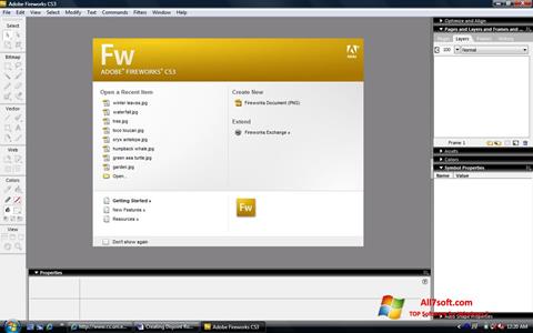 Ekrano kopija Adobe Fireworks Windows 7