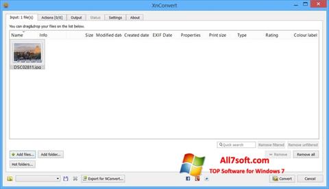 Ekrano kopija XnConvert Windows 7