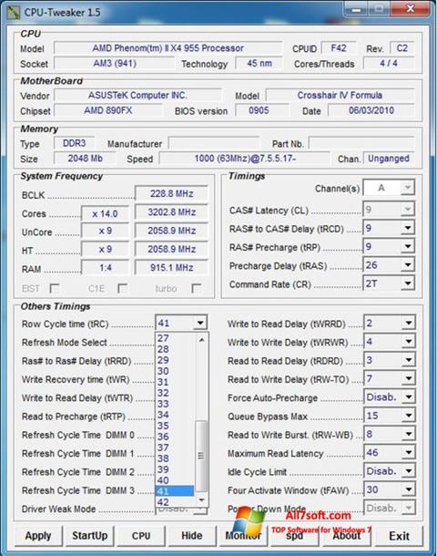 Ekrano kopija CPU-Tweaker Windows 7