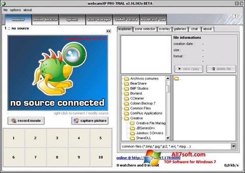 Ekrano kopija webcamXP Windows 7