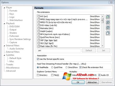 Ekrano kopija Combined Community Codec Pack Windows 7