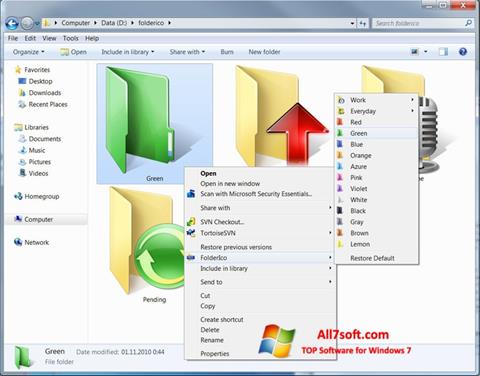 Ekrano kopija FolderIco Windows 7
