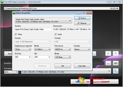Ekrano kopija Free MP4 Video Converter Windows 7
