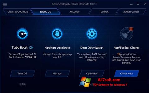 Ekrano kopija Advanced SystemCare Ultimate Windows 7