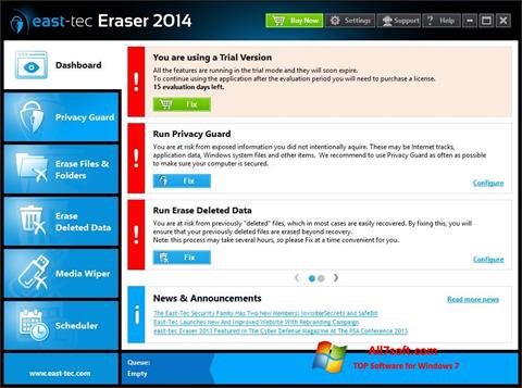 Ekrano kopija East Tec Eraser Windows 7