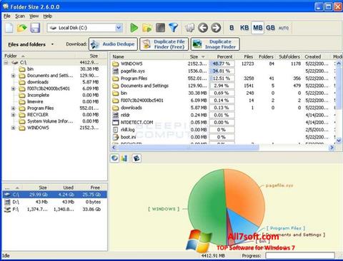 Ekrano kopija Folder Size Windows 7