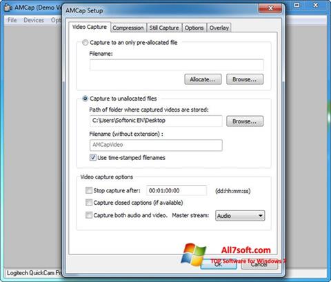 Ekrano kopija AMCap Windows 7