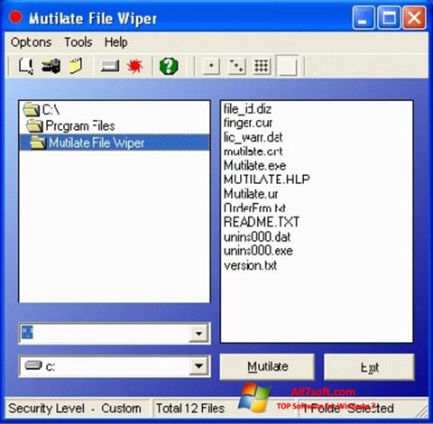 Ekrano kopija Free File Wiper Windows 7