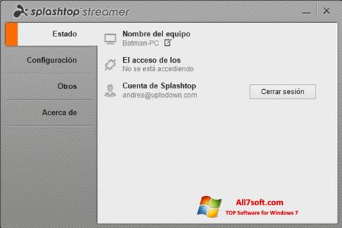 Ekrano kopija Splashtop Streamer Windows 7