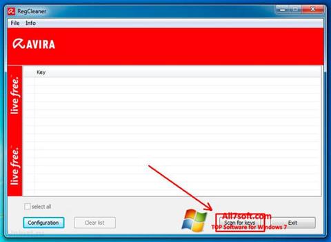 Ekrano kopija Avira Registry Cleaner Windows 7
