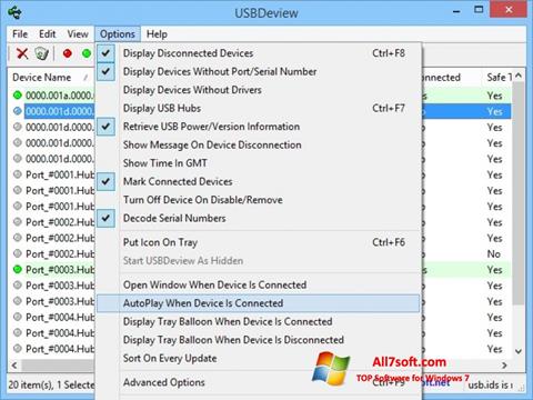 Ekrano kopija USBDeview Windows 7
