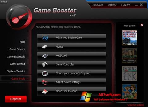 Ekrano kopija Game Booster Windows 7