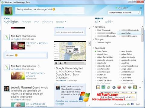 Ekrano kopija Windows Live Messenger Windows 7