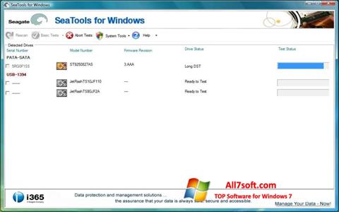 Ekrano kopija Seagate SeaTools Windows 7