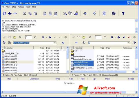 Ekrano kopija Core FTP Windows 7
