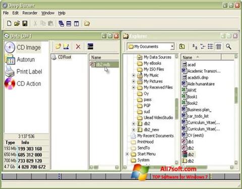 Ekrano kopija DeepBurner Windows 7