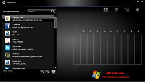 Ekrano kopija HP SimplePass Windows 7