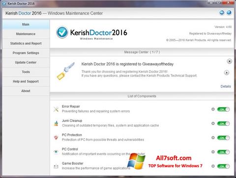 Ekrano kopija Kerish Doctor Windows 7
