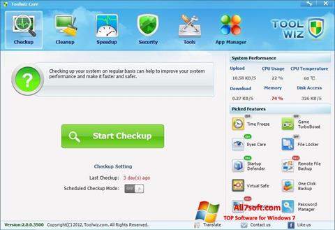 Ekrano kopija Toolwiz Care Windows 7