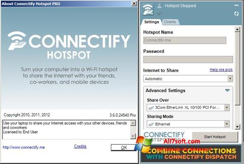 Ekrano kopija Connectify Hotspot PRO Windows 7
