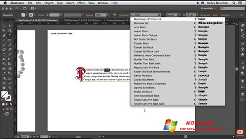 Ekrano kopija Adobe Illustrator Windows 7
