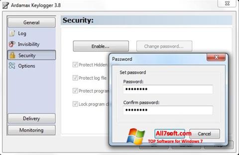 Ekrano kopija Ardamax Keylogger Windows 7