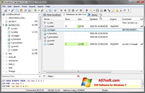 Ekrano kopija HeidiSQL Windows 7