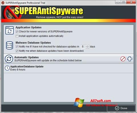 Ekrano kopija SUPERAntiSpyware Windows 7