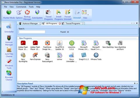 Ekrano kopija Revo Uninstaller Pro Windows 7