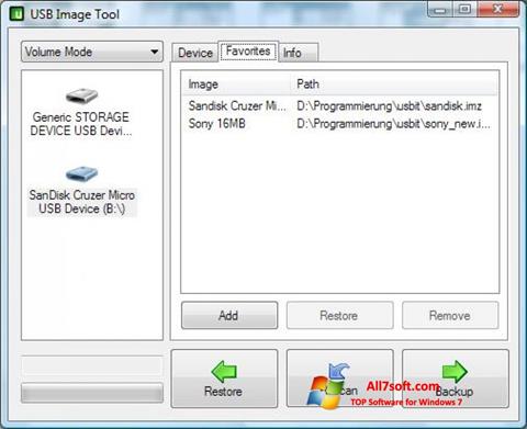 Ekrano kopija USB Image Tool Windows 7