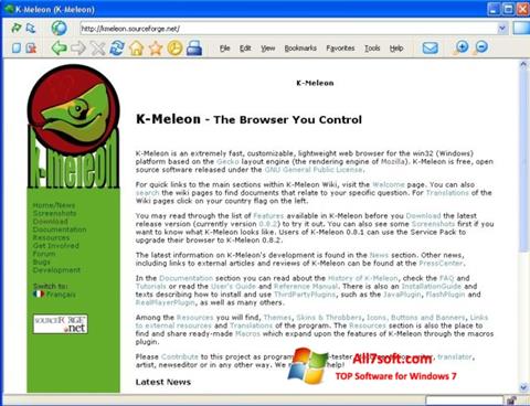 Ekrano kopija K-Meleon Windows 7