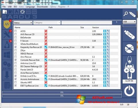 Ekrano kopija SARDU Windows 7