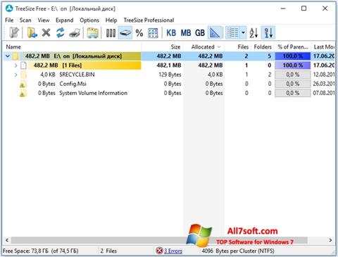 Ekrano kopija TreeSize Free Windows 7