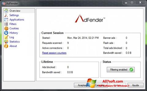 Ekrano kopija AdFender Windows 7