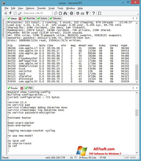 Ekrano kopija SecureCRT Windows 7