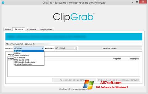 Ekrano kopija ClipGrab Windows 7